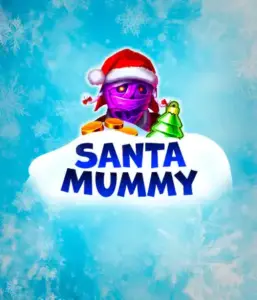  Experience the whimsical "Santa Mummy" slot game by Belatra, highlighting a mummified Santa decked out in festive holiday attire. This eye-catching image portrays the mummy with a bright purple hue, wearing a Santa hat, amid snowy blue with icy snowflakes. The game's title, "Santa Mummy," is prominently displayed in large, cool blue letters.